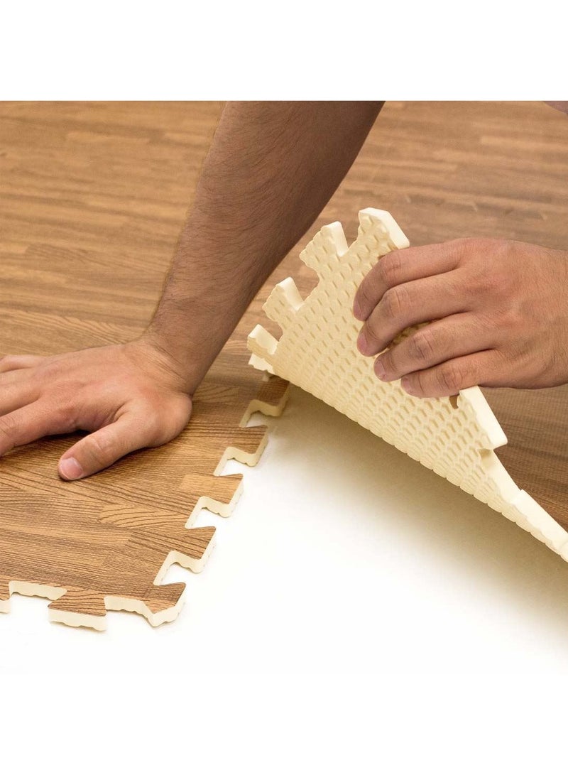 KANGAROO Foam floor mat sets, wooden color, eight pieces - Image 2