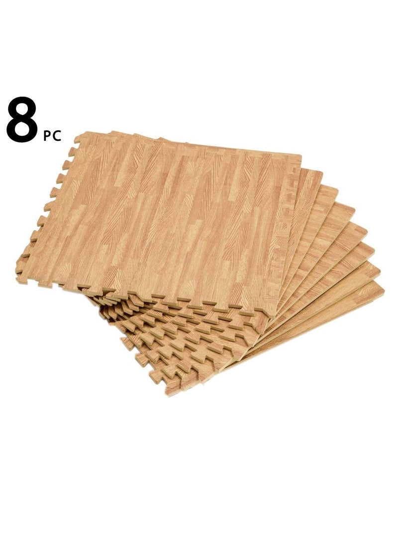 KANGAROO Foam floor mat sets, wooden color, eight pieces - Image 1