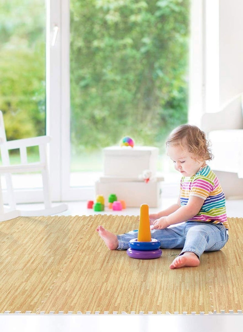 KANGAROO Foam floor mat sets, wooden color, eight pieces - Image 4