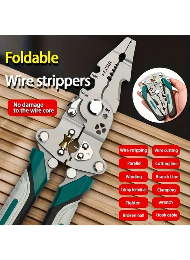 Foldable Multi Function Wire Stripper Heavy Duty All In One Electrician Tool 183g - Image 4
