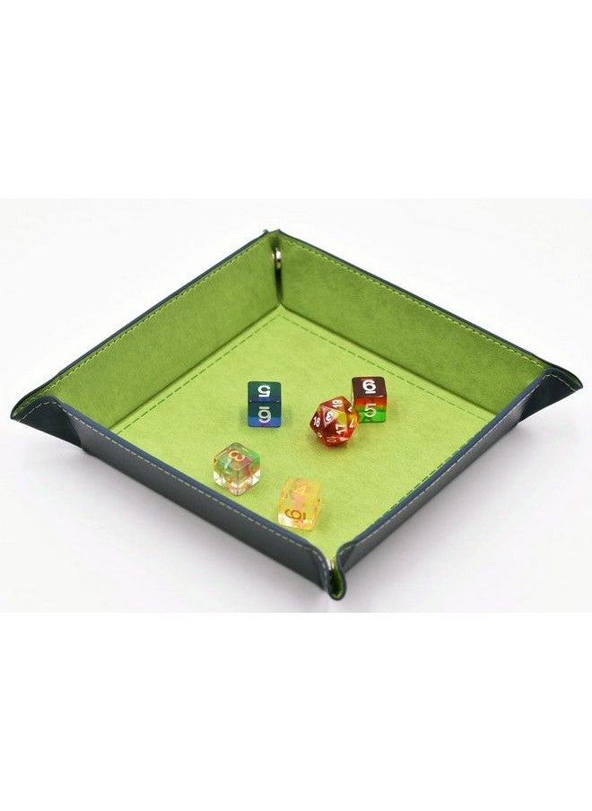 HD DICE - Dnd Dice Tray Dice Rolling Tray Leather Collapsible Tray For Tabletop Rpg D&D (Dnd) Pathfinder Role Playing Game (Green) - Image 1