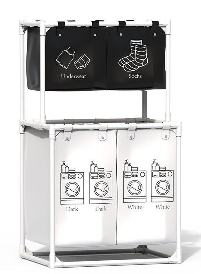 Double Layered Four Section Large Capacity Laundry Basket - Image 1