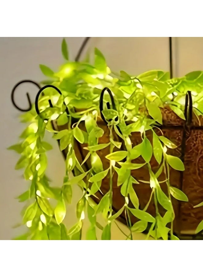 PAMEER 16.4ft Modern LED Willow Vine Fairy Lights - Battery-Powered Green Leaf String Lights with Warm White to Cool Green Glow, Plugless Indoor/Outdoor Decoration for Weddings, Parties, Holidays - Durable Plastic, Button-Controlled (AA Batteries Not Included) - Image 1