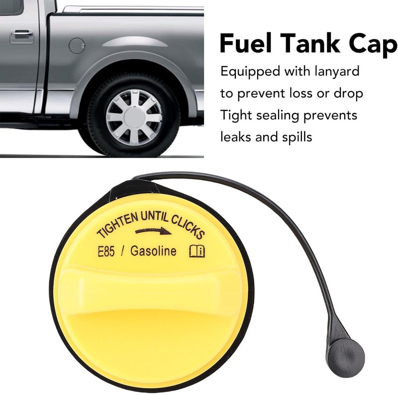 Fuel Gas Cap 8L3Z 9030 C, ABS Rubber, Lanyard Included, Yellow - Leak Proof Sealing, Durable Material, Fits Super Duty, Five Hundred - Image 2