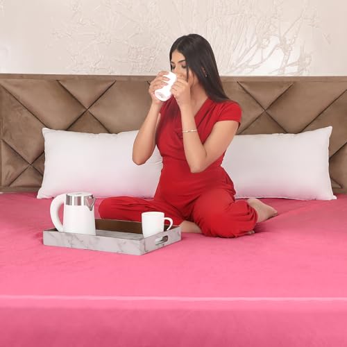Daksh 100% Waterproof Mattress Protector Double Bed, 72x72 Inch |Ultra Soft Cotton Feel Terry Mattress Cover, Breathable & Hypoallergenic Fitted Bed Protector - 72"x72", 6x6 Feet, Double Bed, Pink - Image 2