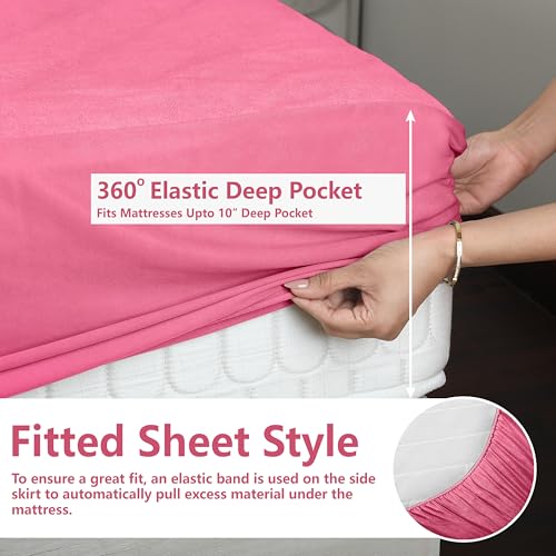 Daksh 100% Waterproof Mattress Protector Double Bed, 72x72 Inch |Ultra Soft Cotton Feel Terry Mattress Cover, Breathable & Hypoallergenic Fitted Bed Protector - 72"x72", 6x6 Feet, Double Bed, Pink - Image 4