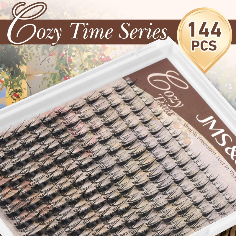 JMS&JMS Lash Clusters 144 Pcs Natural Cluster Lashes Invisible Band Manga Lashes Super Thin Band Reusable Soft & Comfortable(Fairy,8-18mix) - Image 4