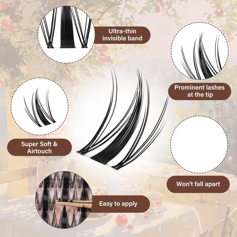 JMS&JMS Lash Clusters 144 Pcs Natural Cluster Lashes Invisible Band Manga Lashes Super Thin Band Reusable Soft & Comfortable(Fairy,8-18mix) - Image 2