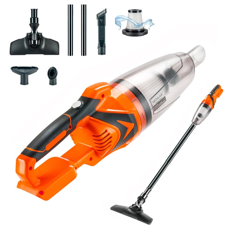 Nichilas Cordless Vacuum Cleaner Handheld Stick Vacuum Cleaner 10kPa Powerful Suction 4 Different Heads for Home Pets Floor Car Compatible with DEWALT 20V MAX Batteries NO Battery