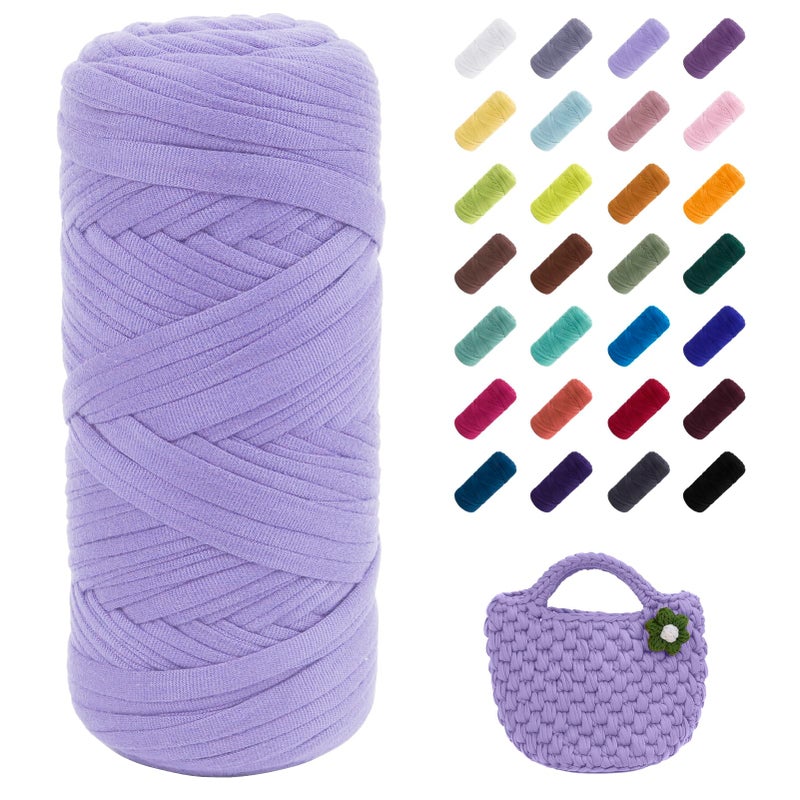 Uiopa TShirt Yarn 200g196ft Elastic Fabric Cloth Knitting T Shirt Yarn Taro Purple Thick Crochet Fabric Ribbon for Crocheting BagsBasketsRugs Home Decor DIY Crafts
