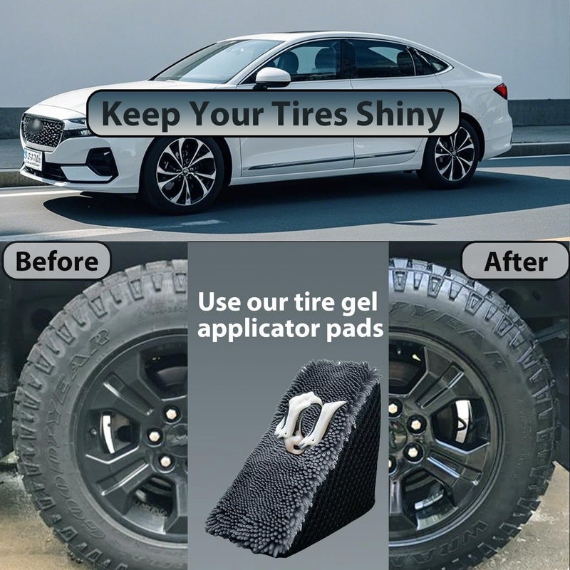 RXALASKA 2 Pcs Triangle Tire Shine Applicator, Reusable Tire Dressing Applicator Pads, Tire Gel Sponge Contoured for Car Detailing Cleaning - Image 3