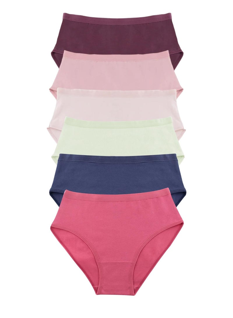 Milk Pack of 6 Plain Cotton Brief Panties Underwear for Women - Image 1