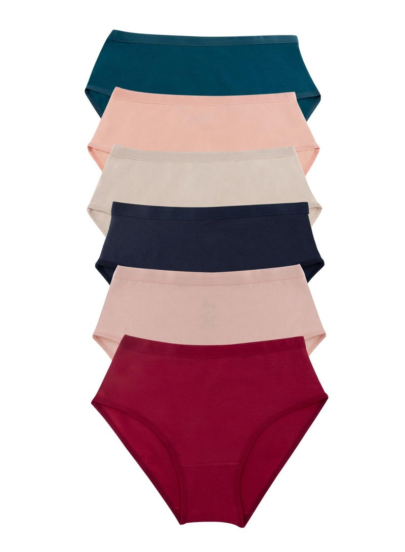 Milk Pack of 6 Plain Cotton Brief Panties Underwear for Women - Image 2