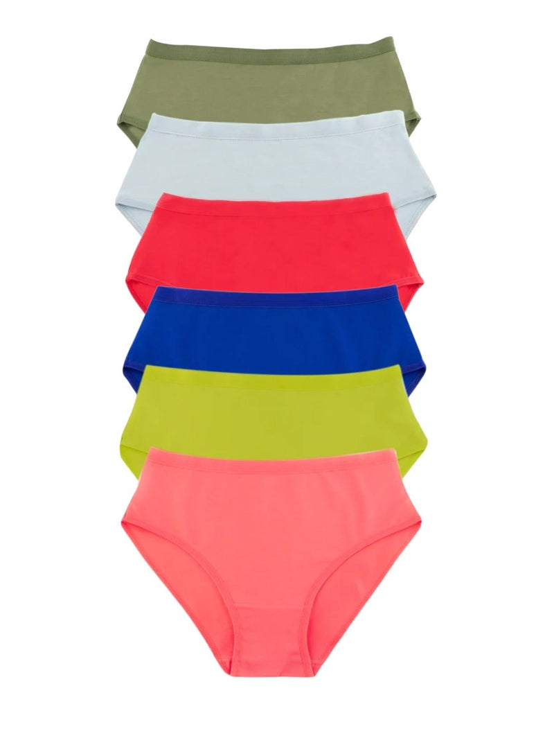 Milk Pack of 6 Plain Cotton Brief Panties Underwear for Women - Image 3