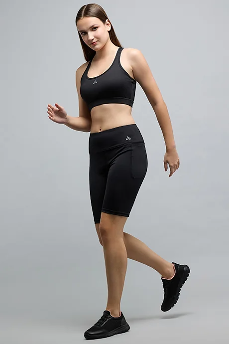 أر أند بي Solid Biker Shorts with Elastic Waist