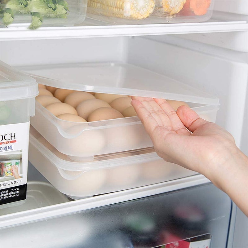 Rylan 24 Grid Egg Storage Box Egg Refrigerator Storage Tray Stackable Plastic Egg Containers For Fridge Kitchen Size Of The 24 Egg Storage Box Is 31X23X6 Cm White - Image 4