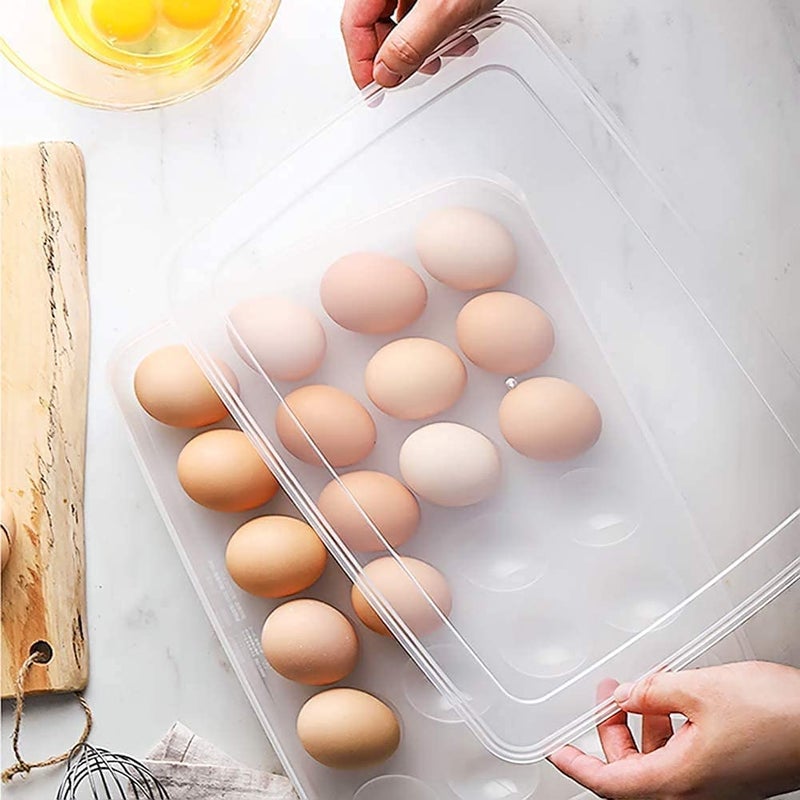 Rylan 24 Grid Egg Storage Box Egg Refrigerator Storage Tray Stackable Plastic Egg Containers For Fridge Kitchen Size Of The 24 Egg Storage Box Is 31X23X6 Cm White - Image 5