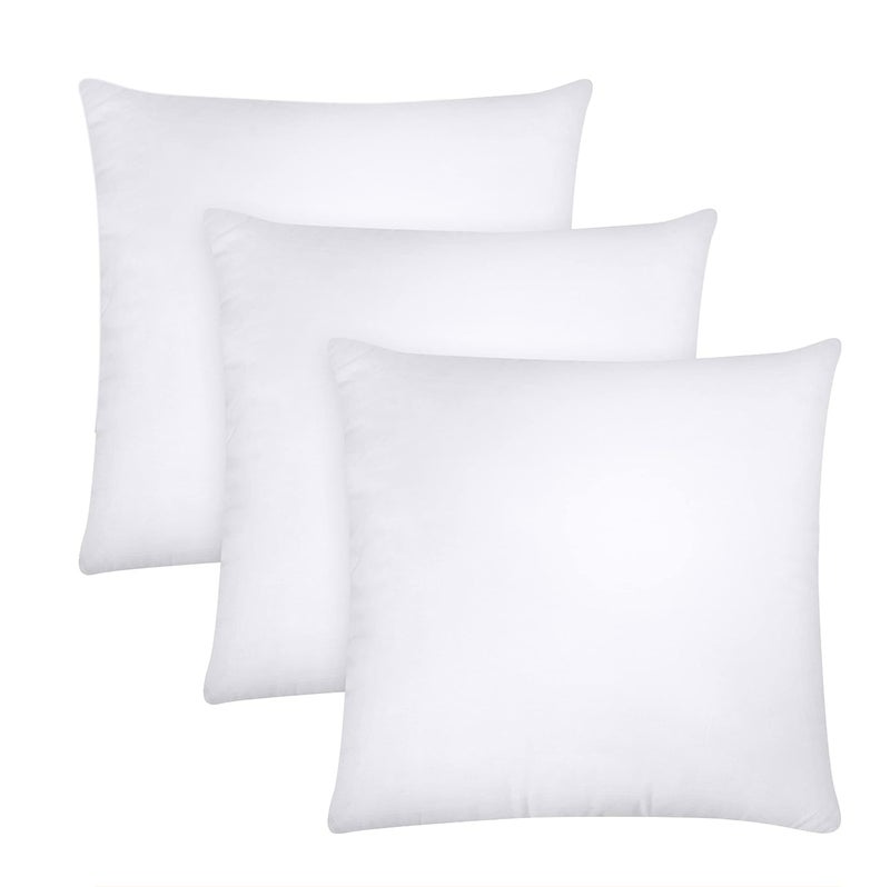 AJISH Set of 3, 20 x 20 Inch Micorfiber Filled Cushion Filler - Soft & Fluffy - Hotel Quality Premium Cushions - Decorative Cushion for Sofa, Bed, Throw Pillow Insert, Office - Home Decor (White) - Image 1