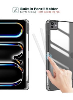 Procases Smart Case For Ipad Pro 11 Inch M4 2024 With Pencil Holder Clear Back Slim Tri-Fold Folio Stand Shell Tablet Cover For Ipad Pro 11 Inch M4 5Th Gen 2024 Model: A2836 A2837 A3006 -Black  - Image 4