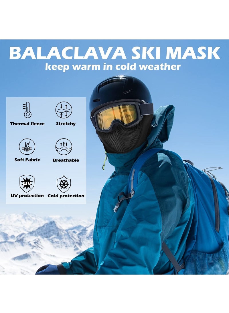 SYOSI 2 Pcs Balaclava Masks, Thicken Fleece Mask Winter Thermal Windproof Mask For Outdoor Skiing Cycling Snowboarding Full Cover Mask For Unisex (Black, Gray) - Image 2