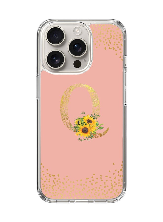 Stylizedd For iPhone 16 Pro Case [Compatible with MagSafe] Slim Magnetic cover Clear Phone Case - Custom Monogram Mandala Floral- Q (Rose Pink ) - Image 1