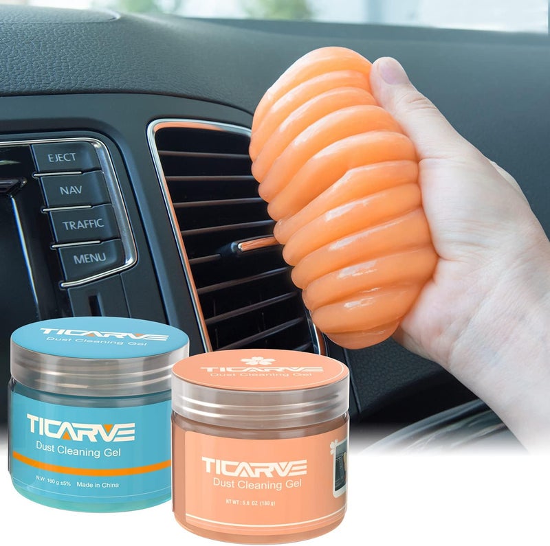 TICARVE Car Cleaning Gel Car Putty Car Cleaning Putty Auto Tools for Car Interior Cleaner Cleaning Kits Automotive Car Cleaner Blue Orange (2Pack) - Image 1
