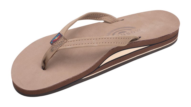 Rainbow Sandals Womens Double Layer Premier Leather Narrow Strap wArch Dark Brown Ladies Small 5565 BM US