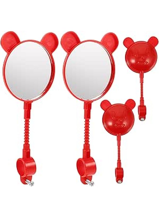 Universal Bicycle Rear View Mirror Set of 4 Red Safety Handlebar Mirror for Bike and Scooter - Image 1