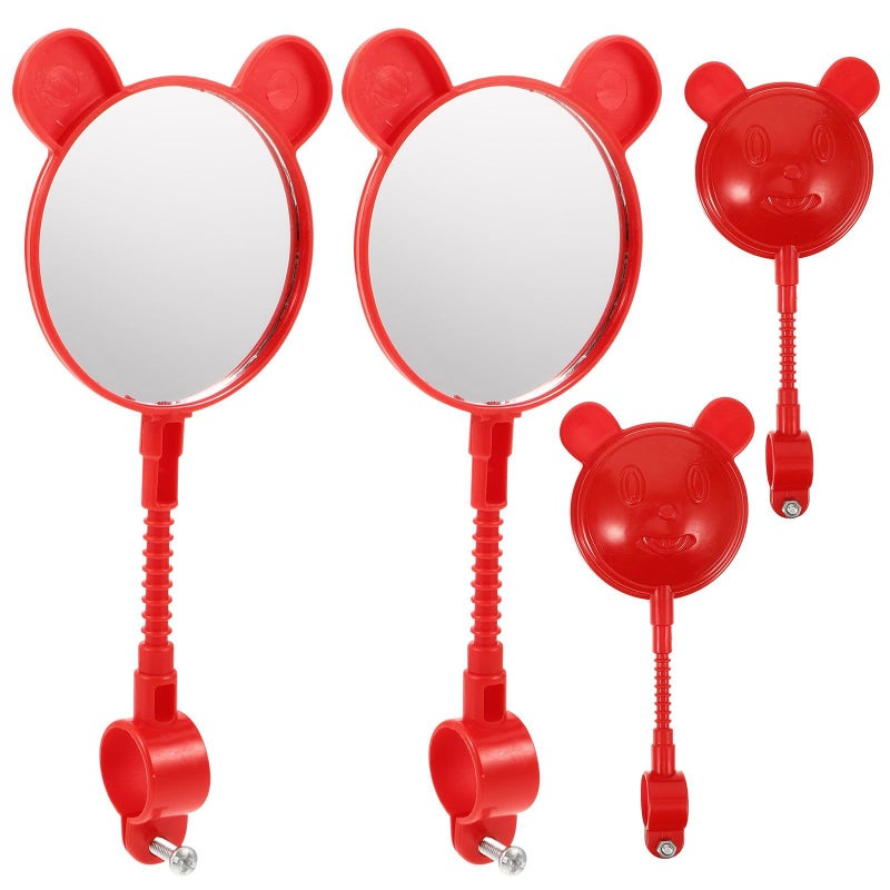 Universal Bicycle Rear View Mirror Set of 4 Red Safety Handlebar Mirror for Bike and Scooter - Image 2