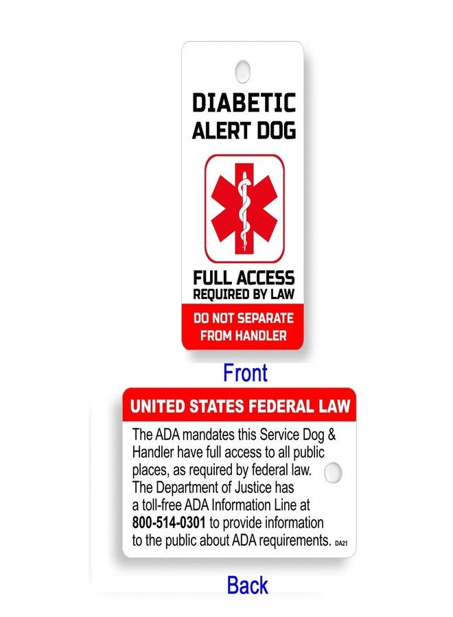 Just 4 Paws PVC Diabetic Alert Service Dog Key or Collar Tag for ADA Diabetic Alert Service Dog (Diabetic Alert DA21) - Image 2