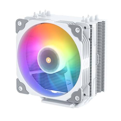 Vetroo V5 CPU Air Cooler with 5 Heat Pipes 120mm FDB PWM Processor Cooling for Intel LGA 1851/1700/1200/115X AMD AM5/AM4, Addressable RGB Lights Sync - White - Image 1
