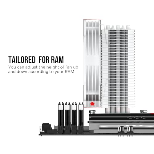 Vetroo V5 CPU Air Cooler with 5 Heat Pipes 120mm FDB PWM Processor Cooling for Intel LGA 1851/1700/1200/115X AMD AM5/AM4, Addressable RGB Lights Sync - White - Image 2