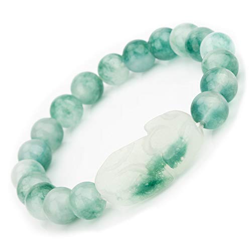 ZenBless Jade Bracelet For Women Men Lucky Charm 10mm Bead Bracelet with Pi Xiu/Pi Yao Attract Wealth and Good Luck Dark Green - Image 1