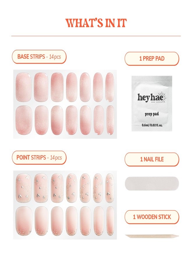 Heyhae Semi Cured Gel Nail Strips | Sun-Cured No LED Lamp Needed Easy Apply & Remove | Includes 28 strips, 1 Prep Pad, 1 Nail File & 1 Wooden Stick - Hey, I Miss You - Image 3