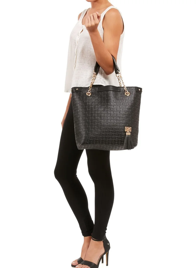 Ginger Embossed Tote With Tassel