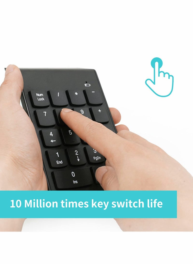 Portable Wireless Silent Numeric Keypad with Mini USB Receiver for Laptops and Desktops, Compatible with Windows, 10 Million Keystrokes Life - Image 3