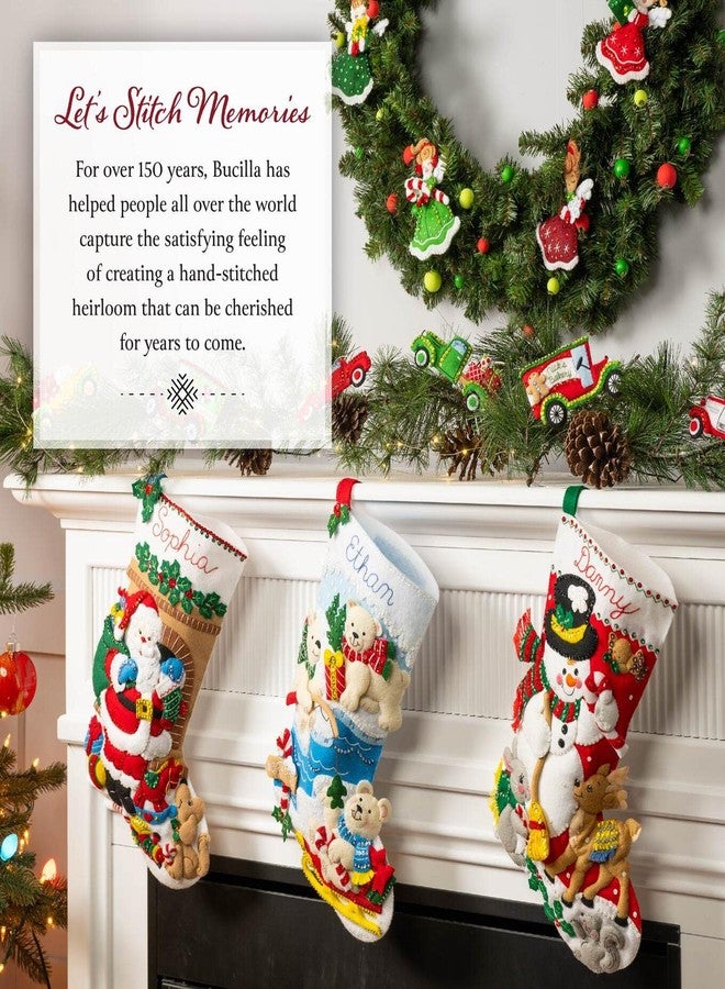 Bucilla, Destination North Pole, Felt Applique 18" Stocking Making Kit, Perfect for Holiday DIY Arts and Crafts, 89594E - Image 5