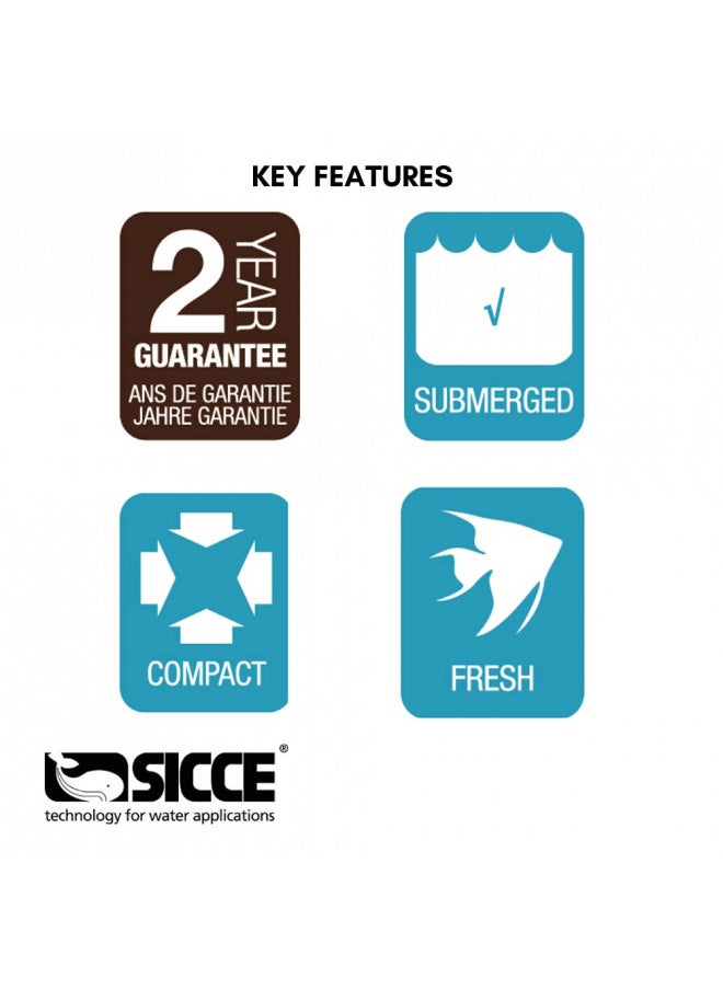 SICCE SICCE MICRA Compact Aquarium Pump, 90 GPH, for submerged use in freshwater and saltwater  - Image 2