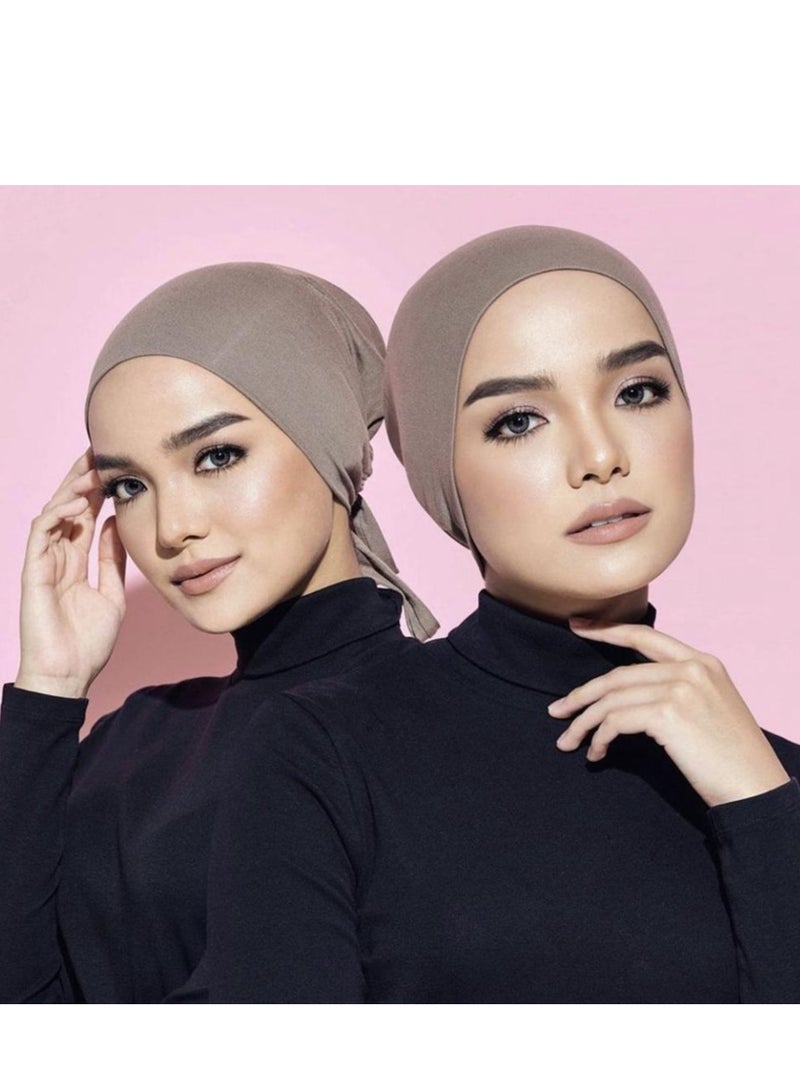 برفكتوري قبعة عمامة نسائية من الجيرسي مع رباط للإغلاق، وغطاء رأس إسلامي - رمادي غامق - Image 5