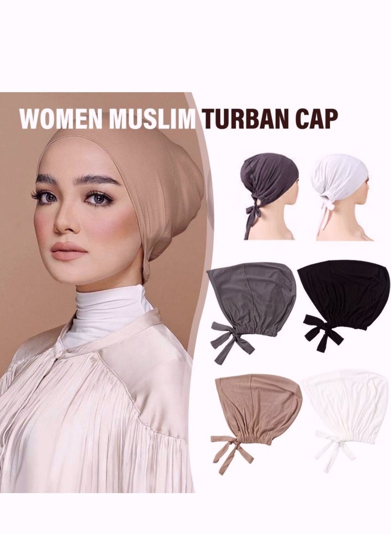 برفكتوري قبعة عمامة نسائية من الجيرسي مع رباط للإغلاق، وغطاء رأس إسلامي - رمادي غامق - Image 4