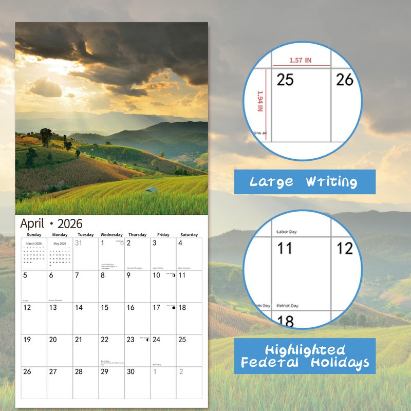 windrio 2026 Wall Calendar,Calendar 2026, November 2025 - December 2026, Wall Calendar Biblical Blessing, 12" x 24" Opened,Full Page Months Thick & Sturdy Paper for Gift Perfect Calendar Organizing & Planning - Image 3