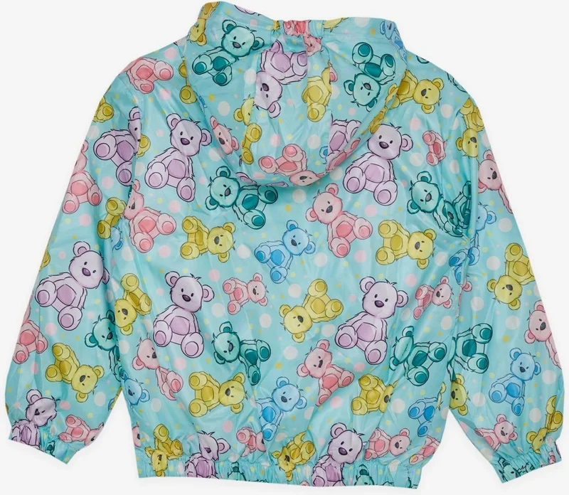 Breeze Girl's Raincoat with Cute Teddy Bear Pattern, Age 1-5, Water Green