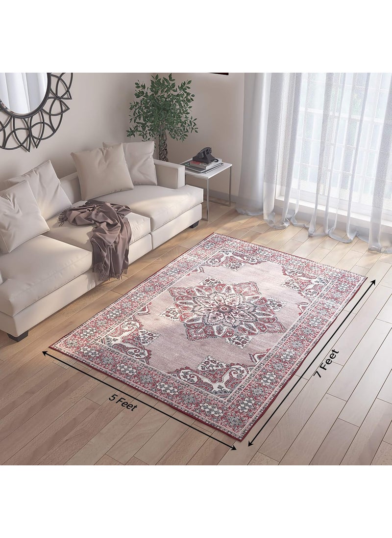 Status Contract Status Contract Polyester 3D Printed Perfect Rugs for Living Area | Rug and for Bedroom |Rug and for Ining Table Rug Floor with Anti Slip Backing (3 X 5, Maroon), Rectangular  - Image 2