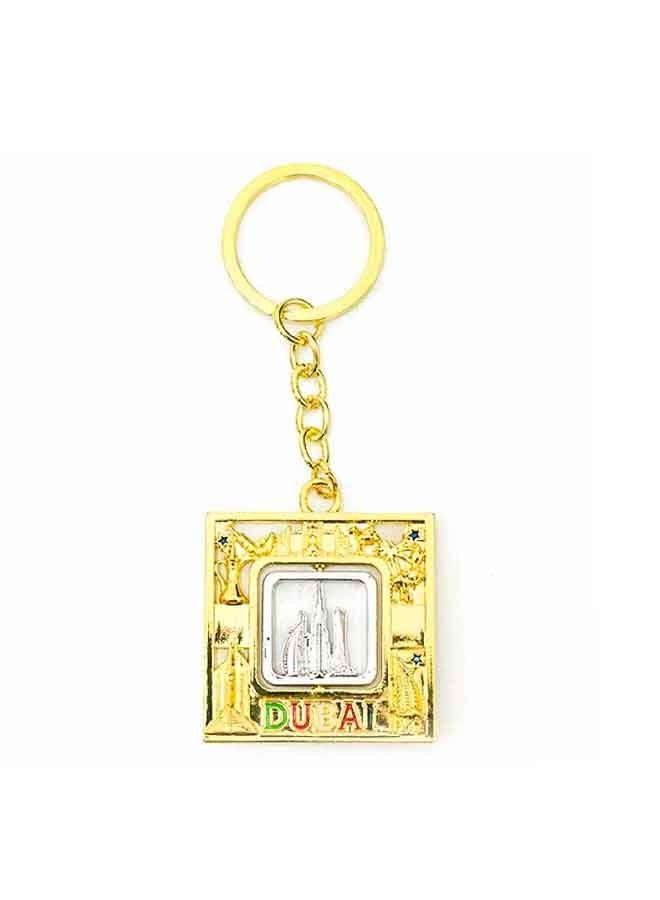 Dubai Souvenir Silver Keychain With Dubai Tallest Buildings And Skyscrapers Print - Image 3