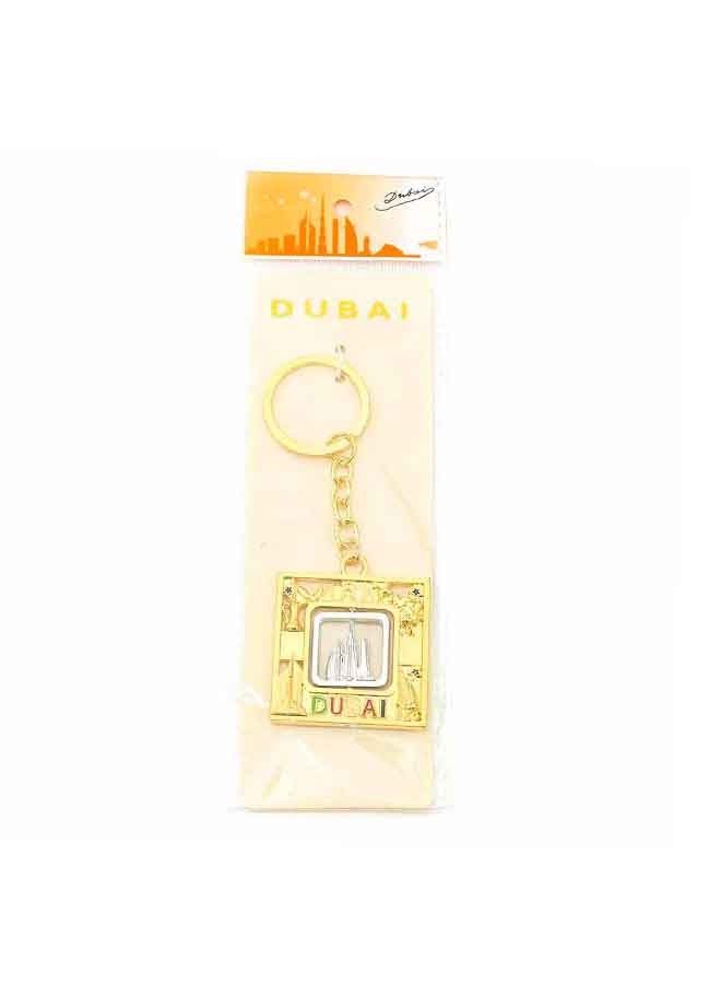 Dubai Souvenir Silver Keychain With Dubai Tallest Buildings And Skyscrapers Print - Image 2