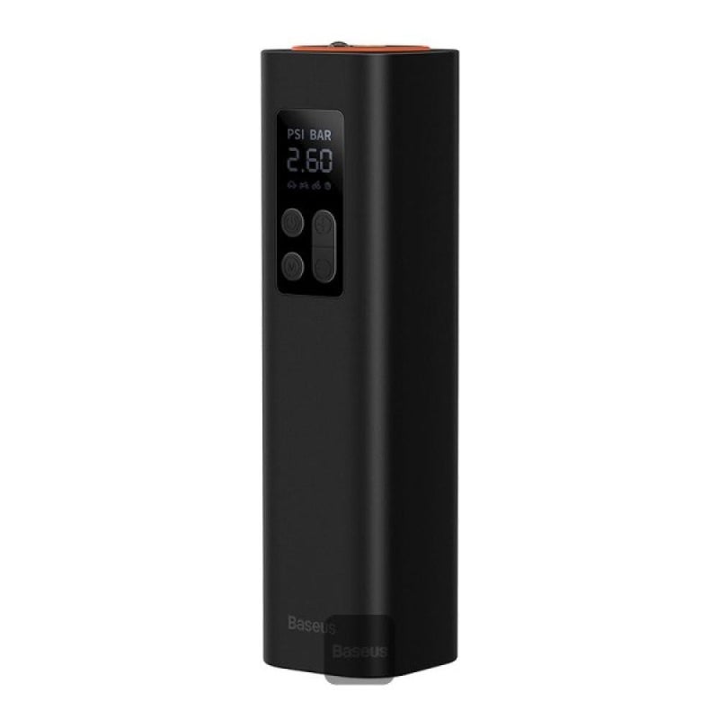 بيسوس مضخة هواء Baseus المحمولة للإطارات مع شاشة رقمية PSI وإضاءة LED وضاغط سيارة 12V – أسود - Image 1