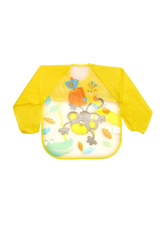 The Little Lookers Baby Feeding Bib With Sleeves Washable Waterproof Bibs Apron With Pocket & Tying Robeprint May Very (Yellow Pack Of 1)  - Image 5