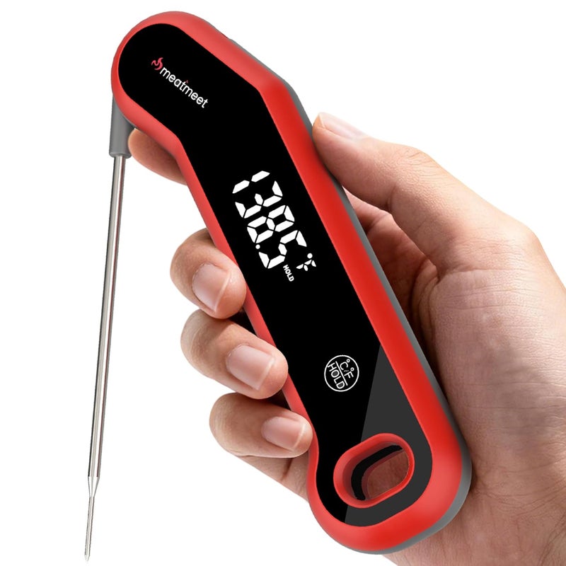 Meatmeet Digital Meat Thermometer - 0.5 Sec Instant Read Meat Thermometer Digital, Kitchen Thermometer Precise ±0.5℉, IP67 Waterproof, Large Bright LED Display, for BBQ/Grill/Cooking/Candy (S1) - Image 1
