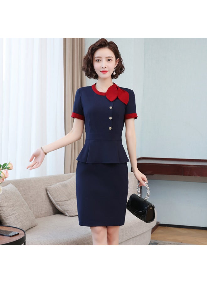 Business Dress 2022 Summer Women's Short-sleeved Slim-fit Uniform Tooling Jewelry Beauty Salon Work Clothes