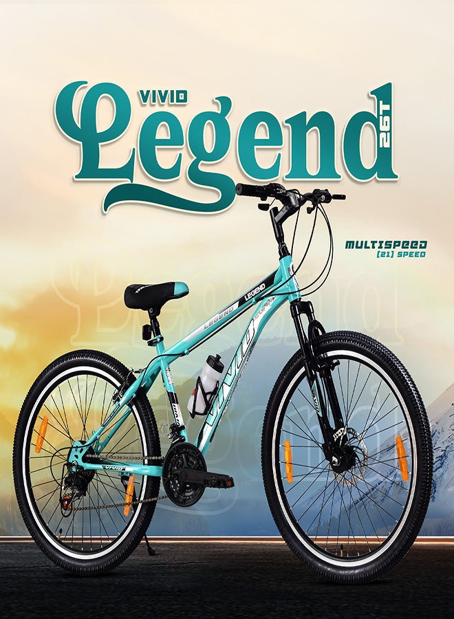 Vivid Legend 26 Inch Bike || 21 Speed || Front  Suspension & Disc & V Brake || For Men || Aqua Blue Color || Frame Size-18 Inch  - Image 2